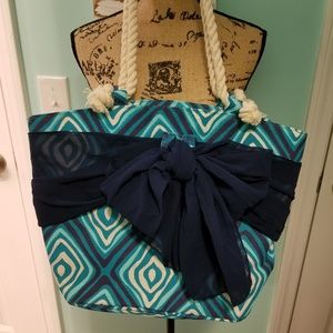 Mud Pie Tote, Navy blue, Teal